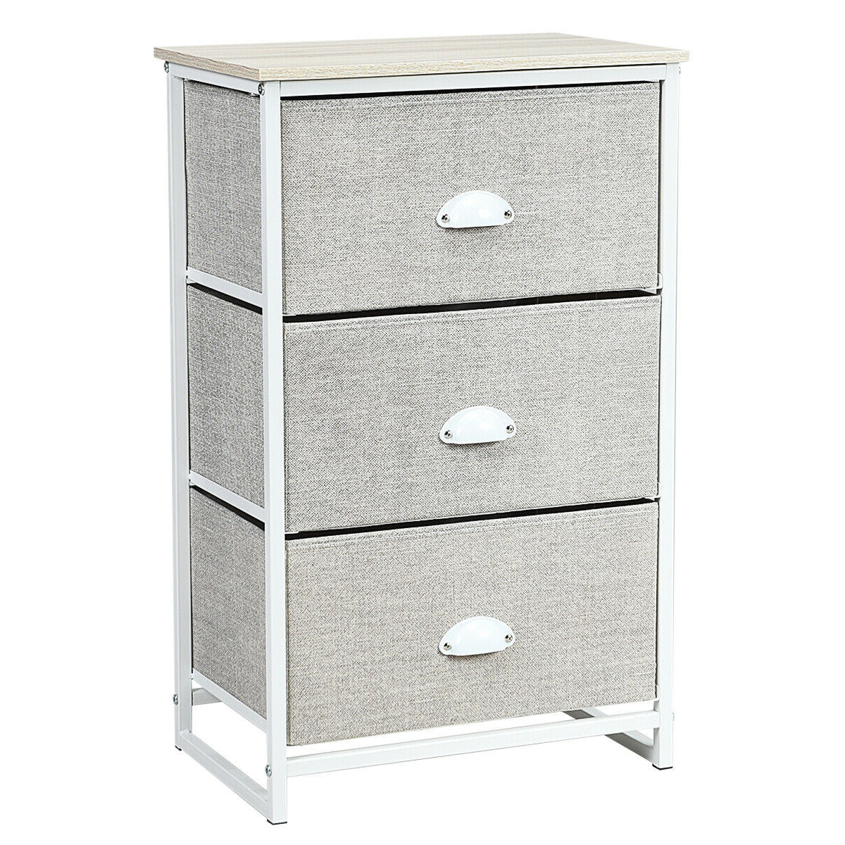 Nightstand Side Table Storage Tower Dresser Chest with 3 Drawers