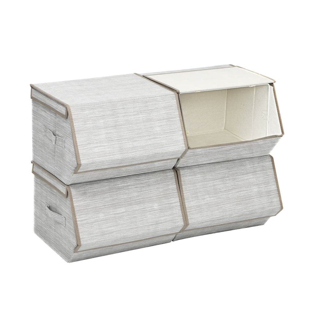 Set of 4 Storage Bins Stackable Cubes with Lid