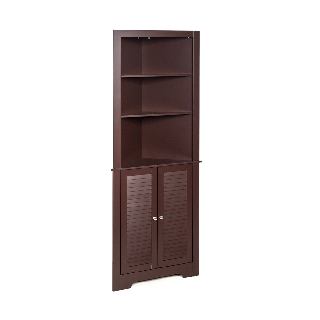 Free Standing Tall Bathroom Corner Storage Cabinet with 3 Shelves
