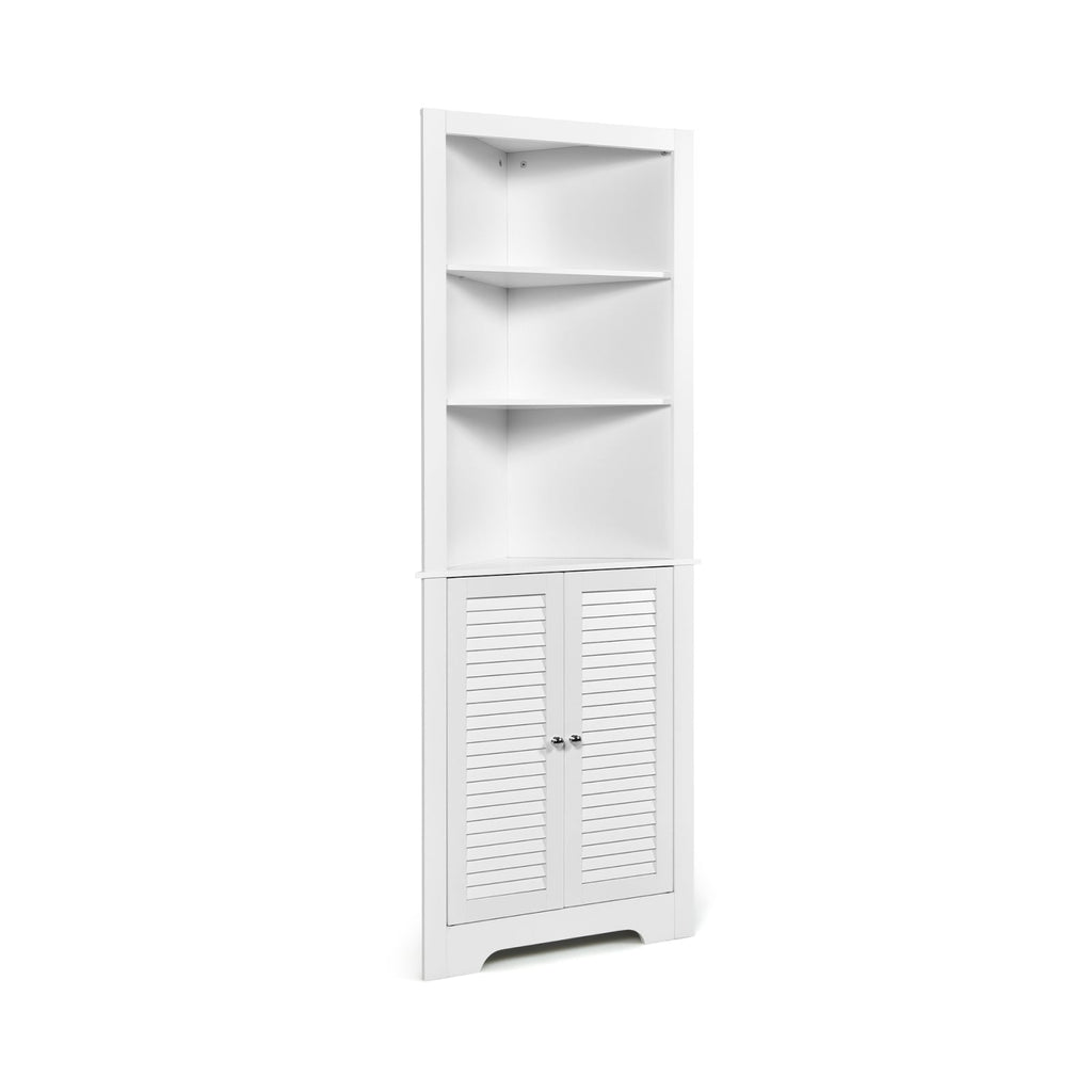 Free Standing Tall Bathroom Corner Storage Cabinet with 3 Shelves