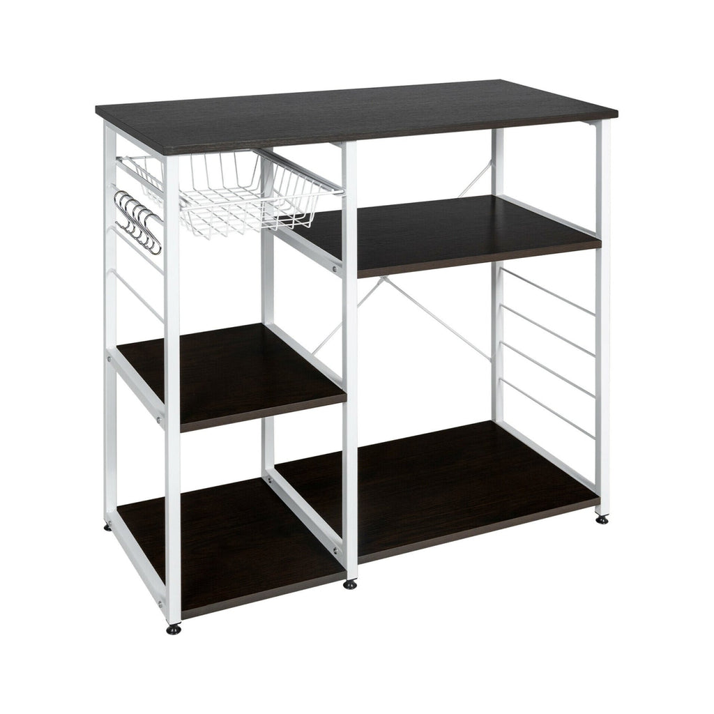Industrial Kitchen Baker's Rack Microwave Shelf with 6 Hooks