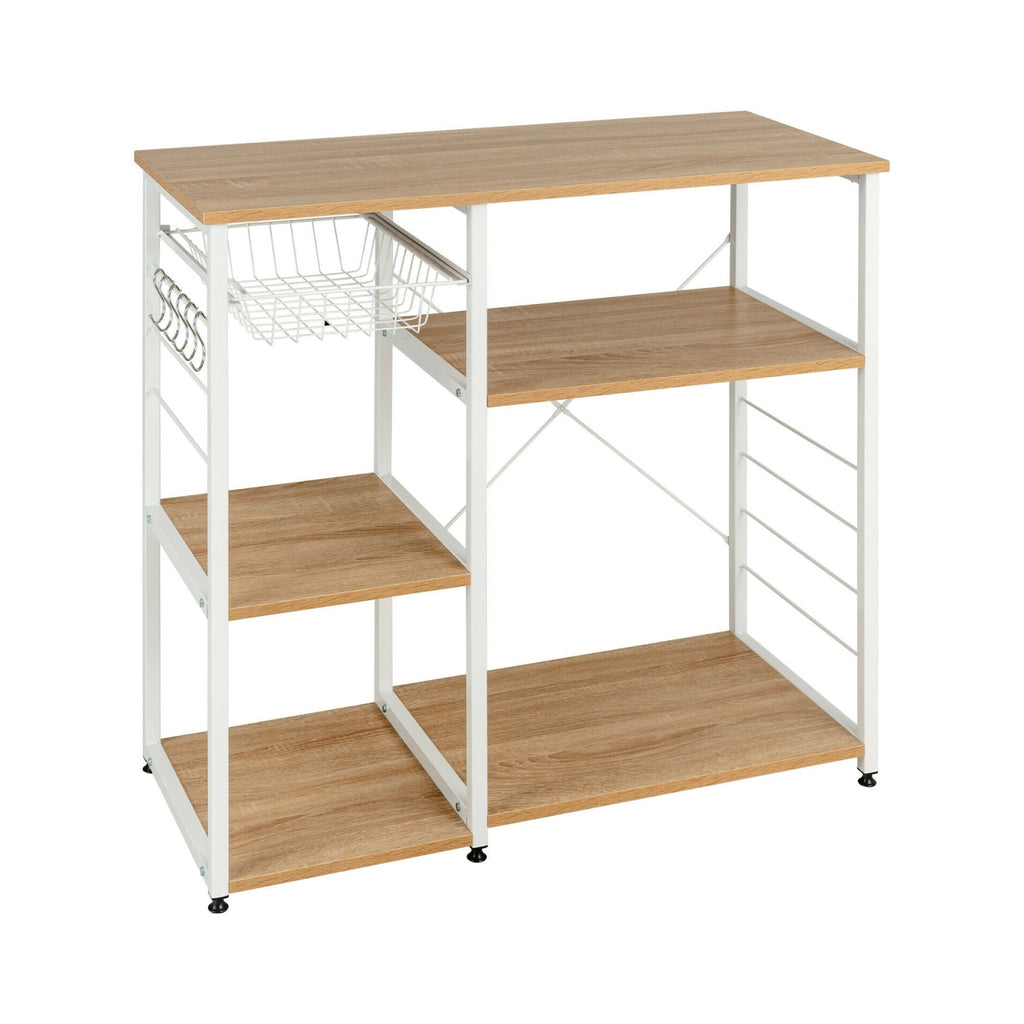 Industrial Kitchen Baker's Rack Microwave Shelf with 6 Hooks