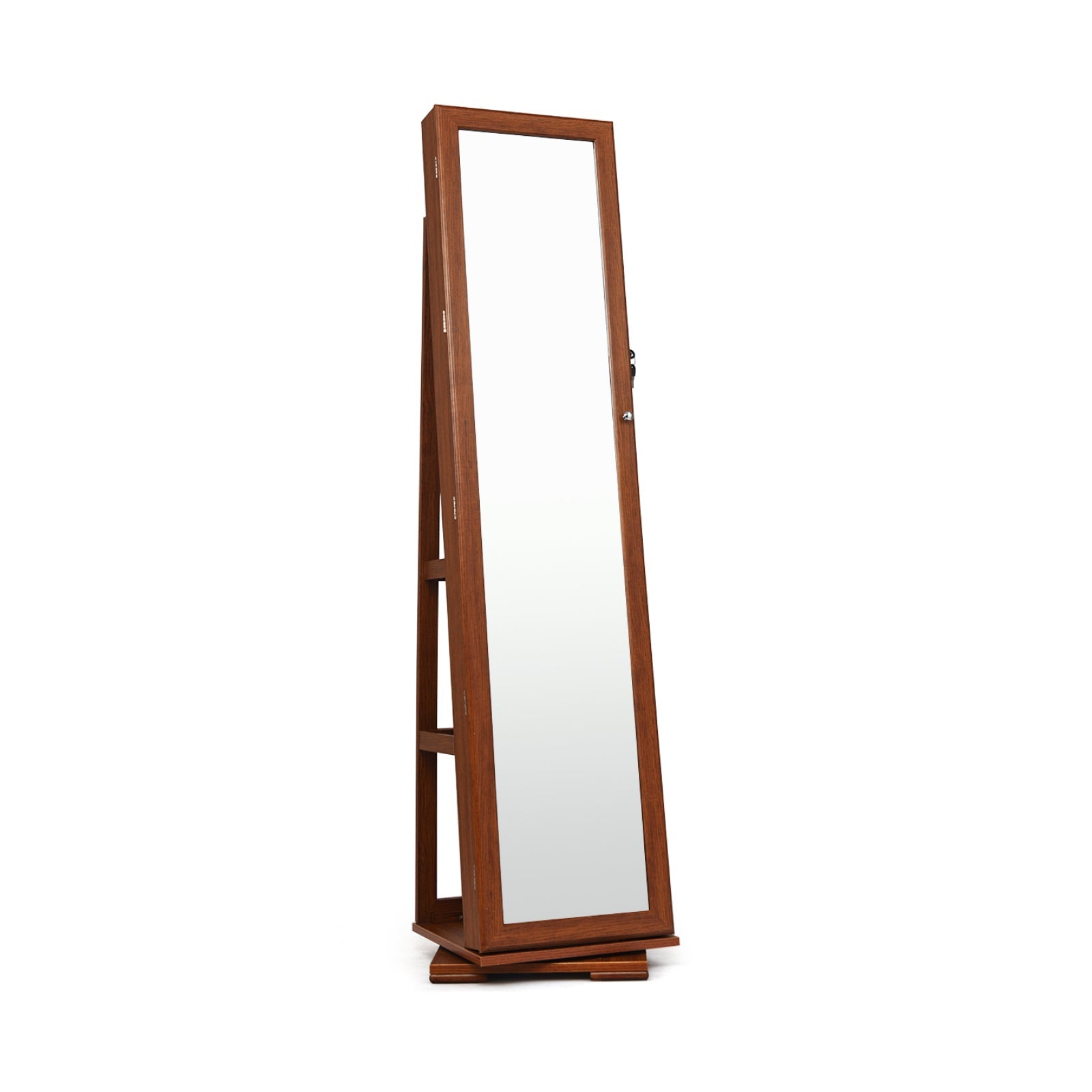 360° Rotatable 2-in-1 Lockable Jewelry Cabinet with Full-Length Mirror