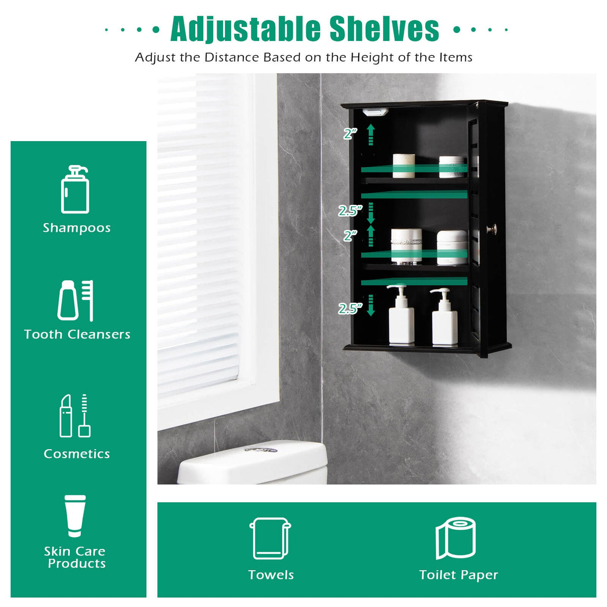 Wall Mount Medicine Cabinet Multifunction Storage Organizer