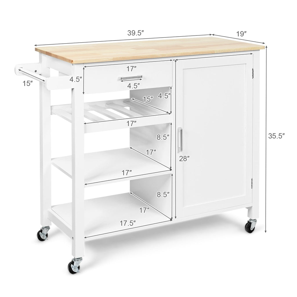 Kitchen Island Cart Rolling Serving Cart Wood Trolley