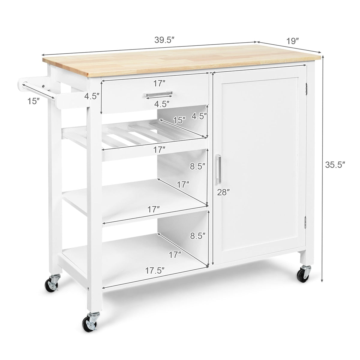 Kitchen Island Cart Rolling Serving Cart Wood Trolley