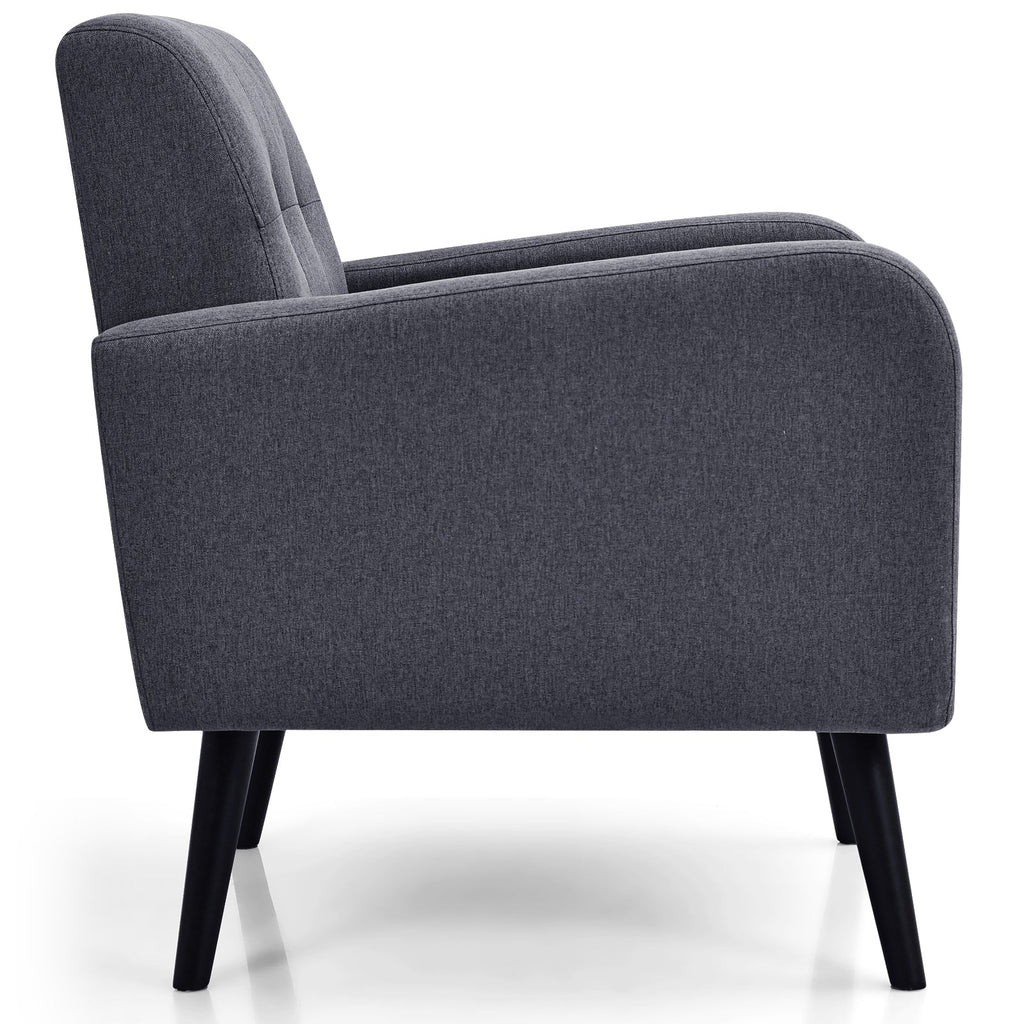 Modern Upholstered Comfy Accent Chair Single Sofa with Rubber Wood Legs