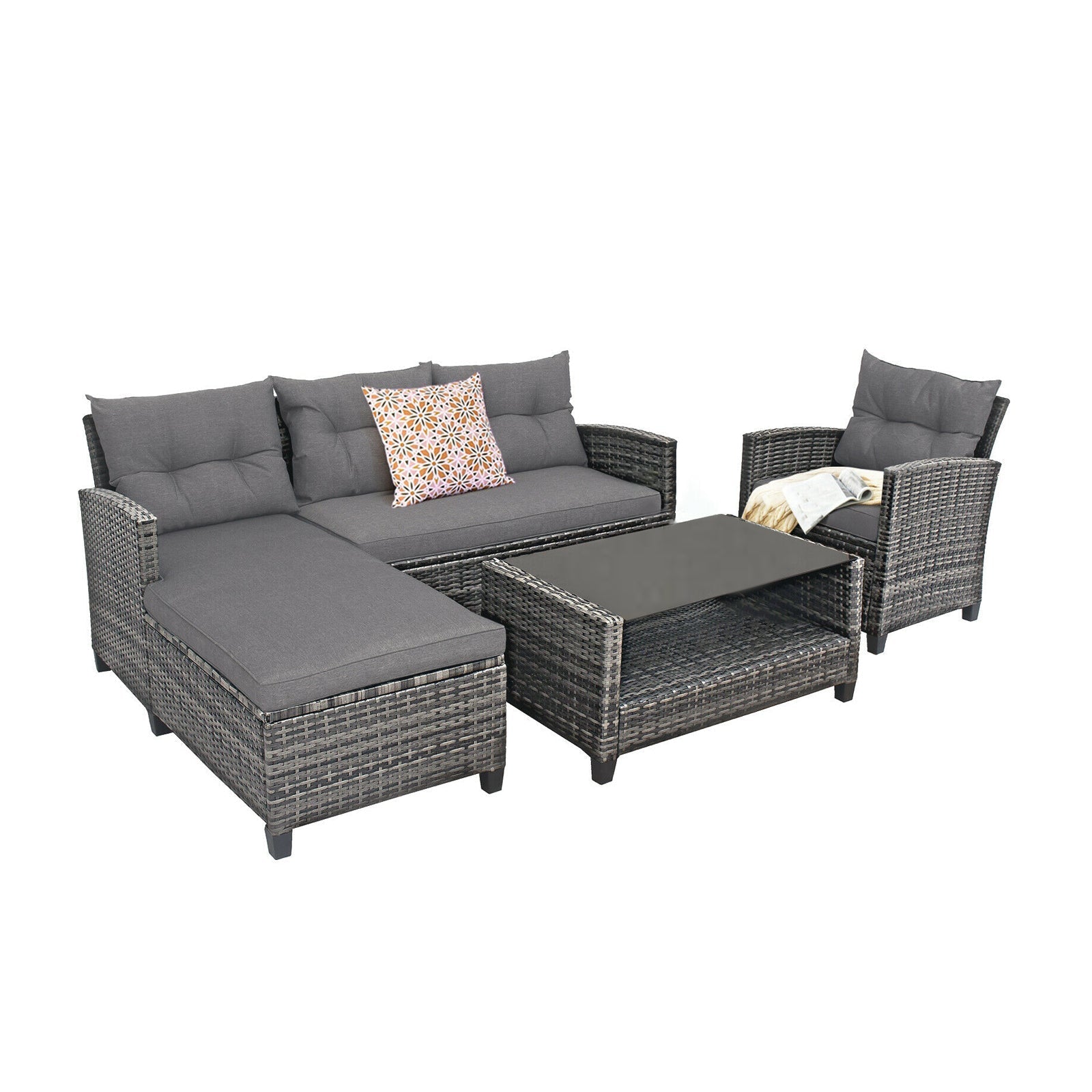 4 Pieces Patio Rattan