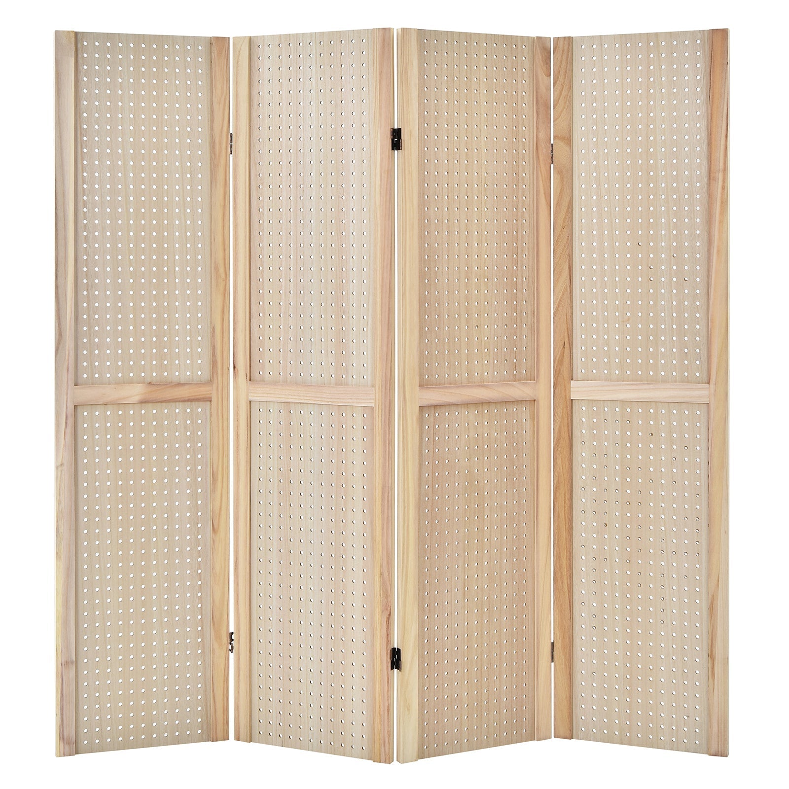 4-Panel Pegboard Display 5 Feet Tall Folding Privacy Screen for Craft Display Organized