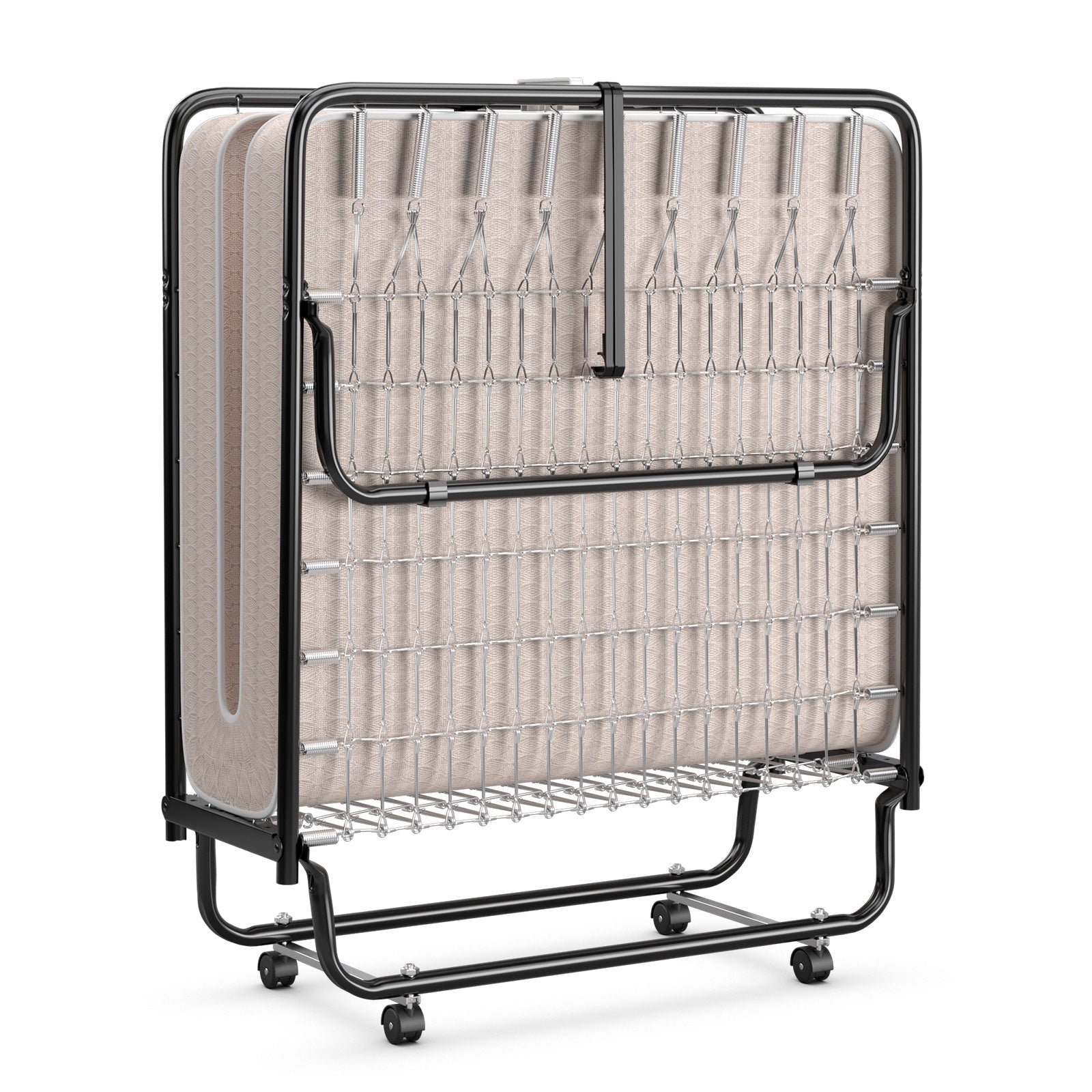 Rollaway Guest Bed with Sturdy Steel Frame and Memory Foam Mattress Made in Italy