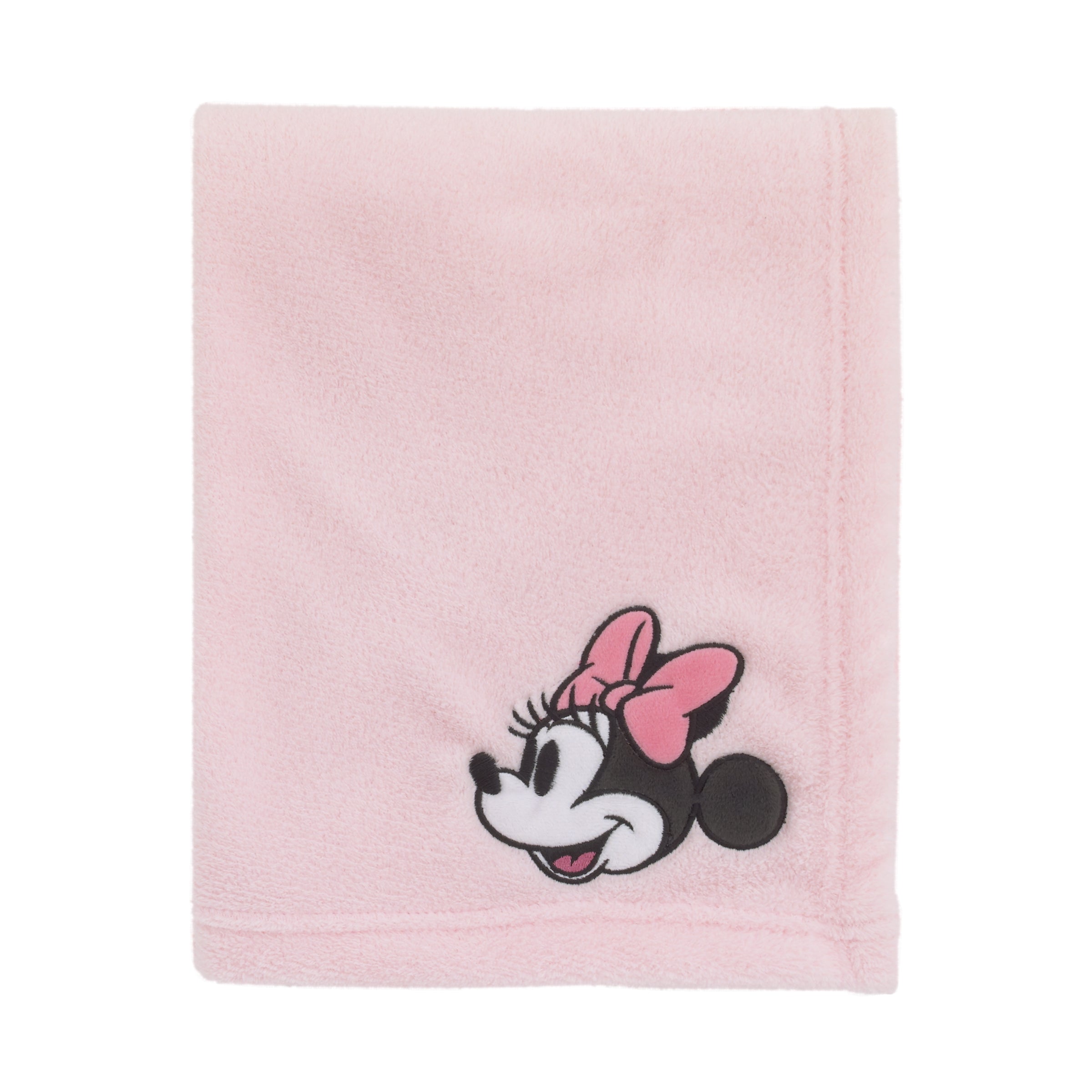 Disney Minnie Mouse 6 Piece Nursery Crib Bedding Set, Comforter, Two 100% Cotton Fitted Crib Sheets, Dust Ruffle, Baby Blanket, Changing Pad Cover, Pink, Grey & White