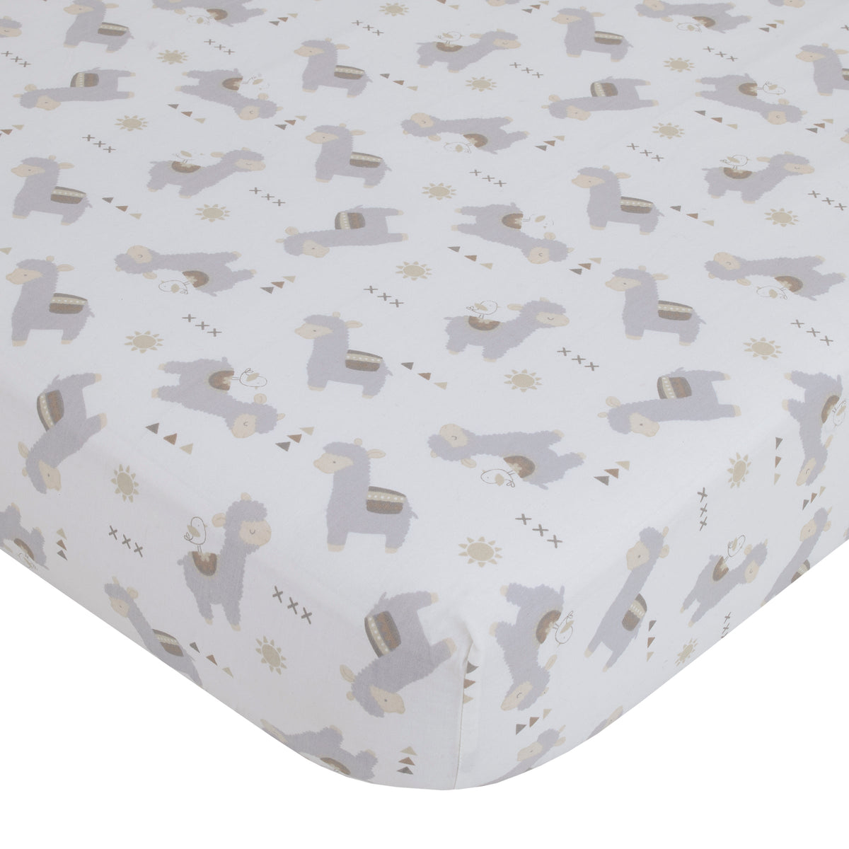 Mama's Little Llama Grey, White and Charcoal 4 Piece Nursery Crib Bedding Set - Comforter, Crib Sheet, Dust Ruffle and Nursery Organizer