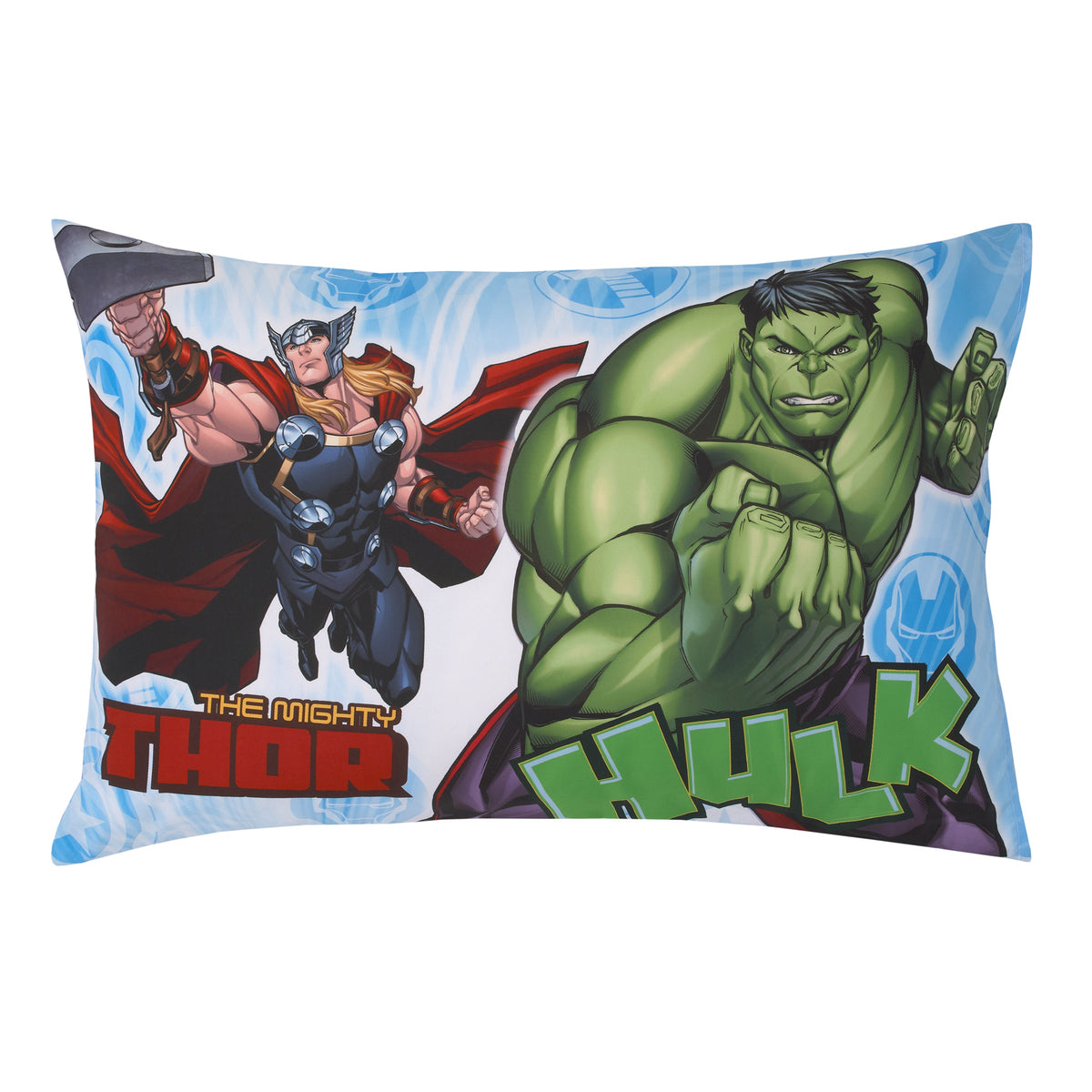 The Avengers I Am A Hero Blue, Green, Red, and Yellow 4 Piece Toddler Bed Set - Comforter, Fitted Bottom Sheet, Flat Top Sheet, and Reversible Pillowcase