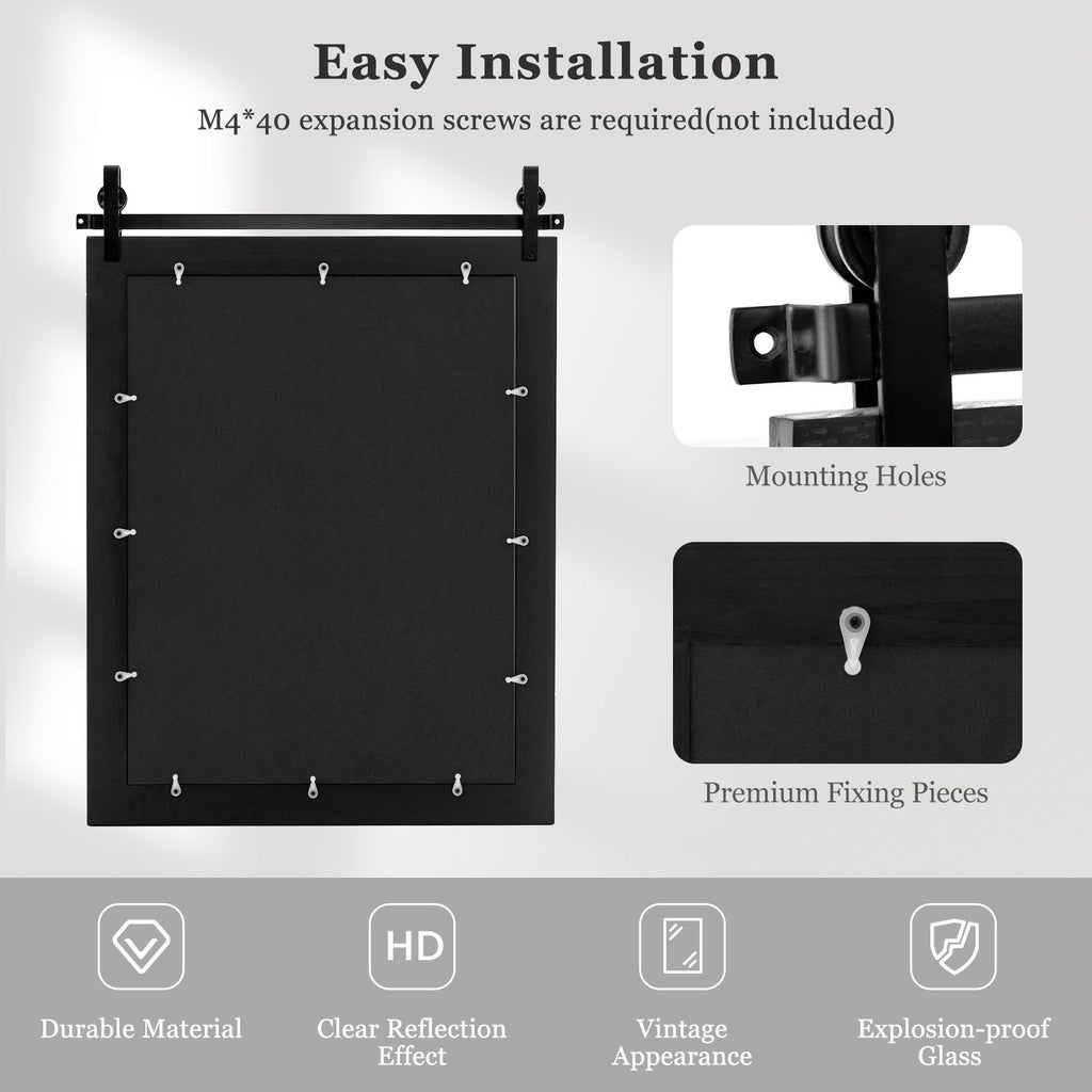 30 x 22 Inch Wall Mount Mirror with Wood Frame