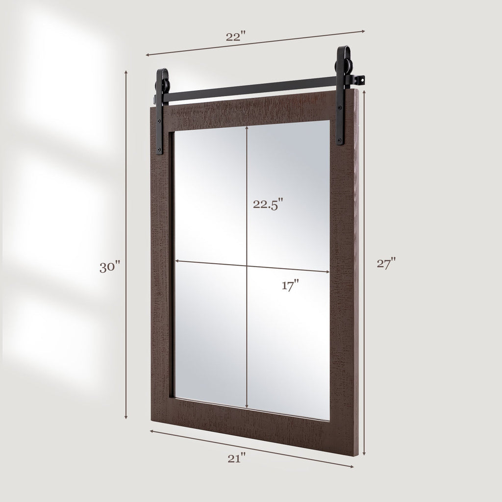 30 x 22 Inch Wall Mount Mirror with Wood Frame