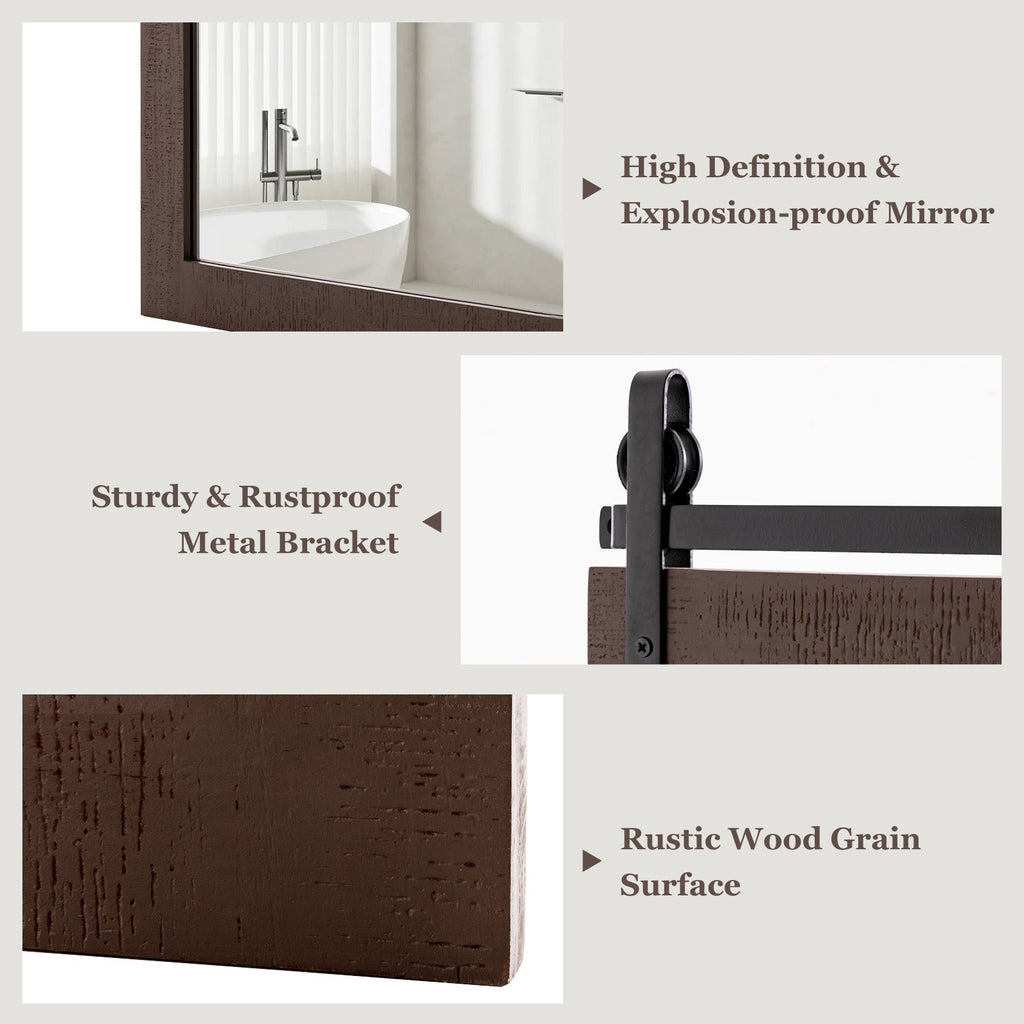 30 x 22 Inch Wall Mount Mirror with Wood Frame