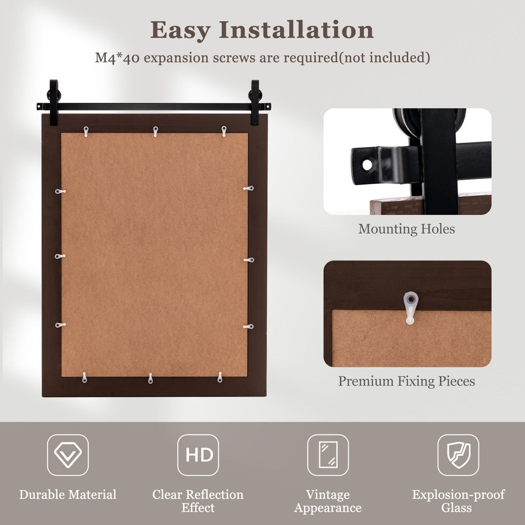 30 x 22 Inch Wall Mount Mirror with Wood Frame