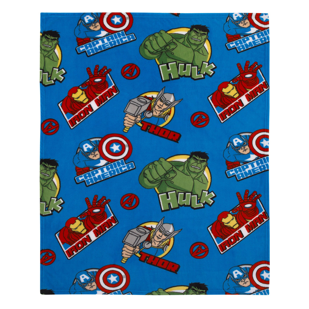 The Avengers I Am A Hero Blue, Green, and Red Super Soft Toddler Blanket