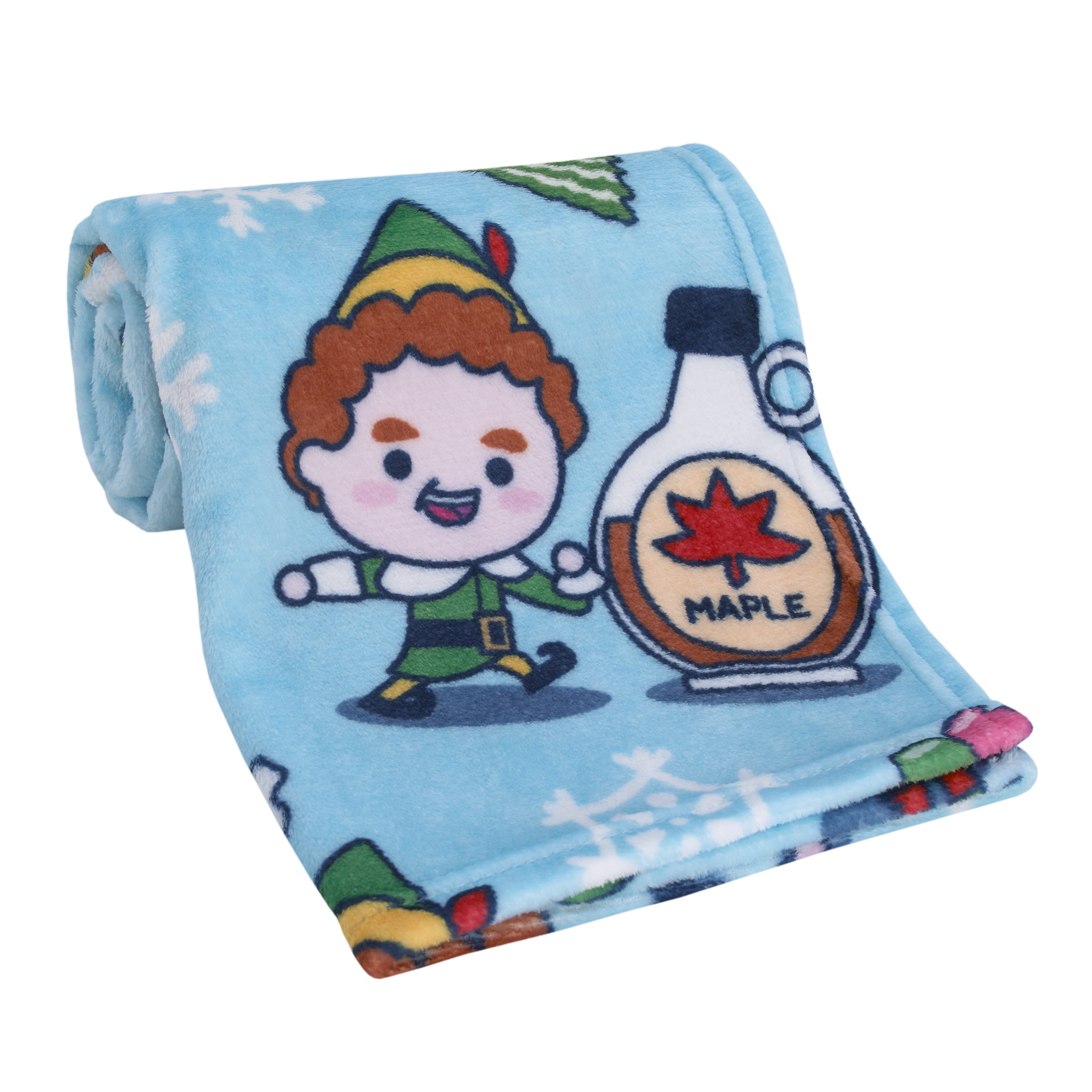 Elf Light Blue, Green, and White Super Soft Holiday Baby Blanket