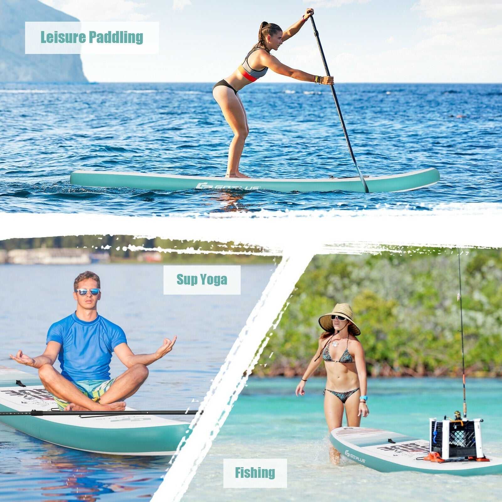 10.5 ft Inflatable Stand Up Paddle Board Surfboard with Aluminum Paddle Pump