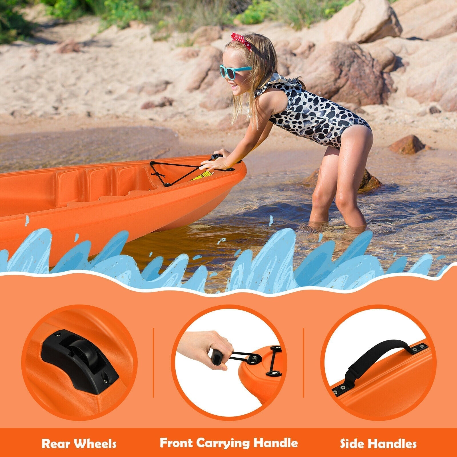 6 Feet Youth Kids Kayak with Bonus Paddle and Folding Backrest for Kid Over 5
