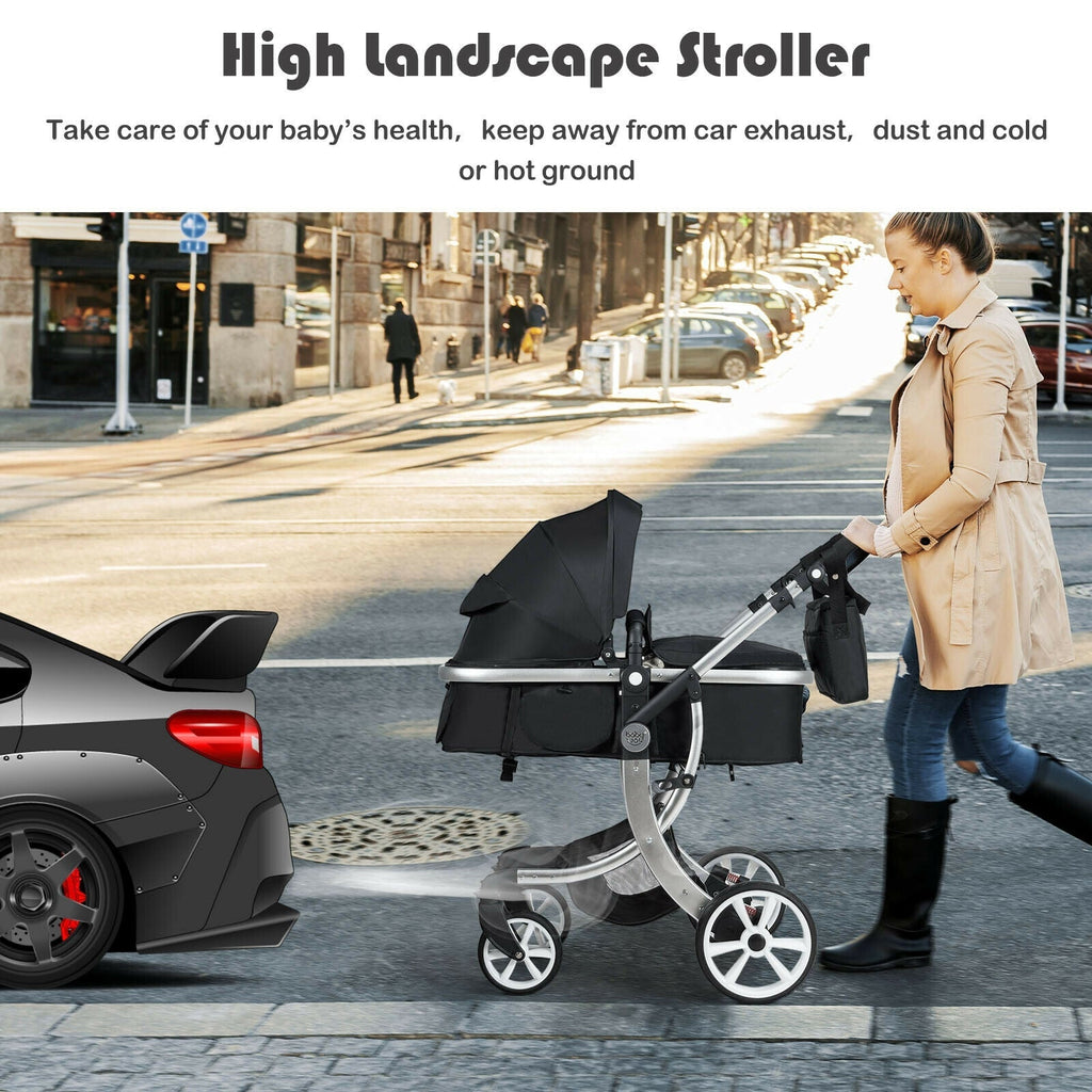 Folding Aluminum Infant Reversible Stroller with Diaper Bag
