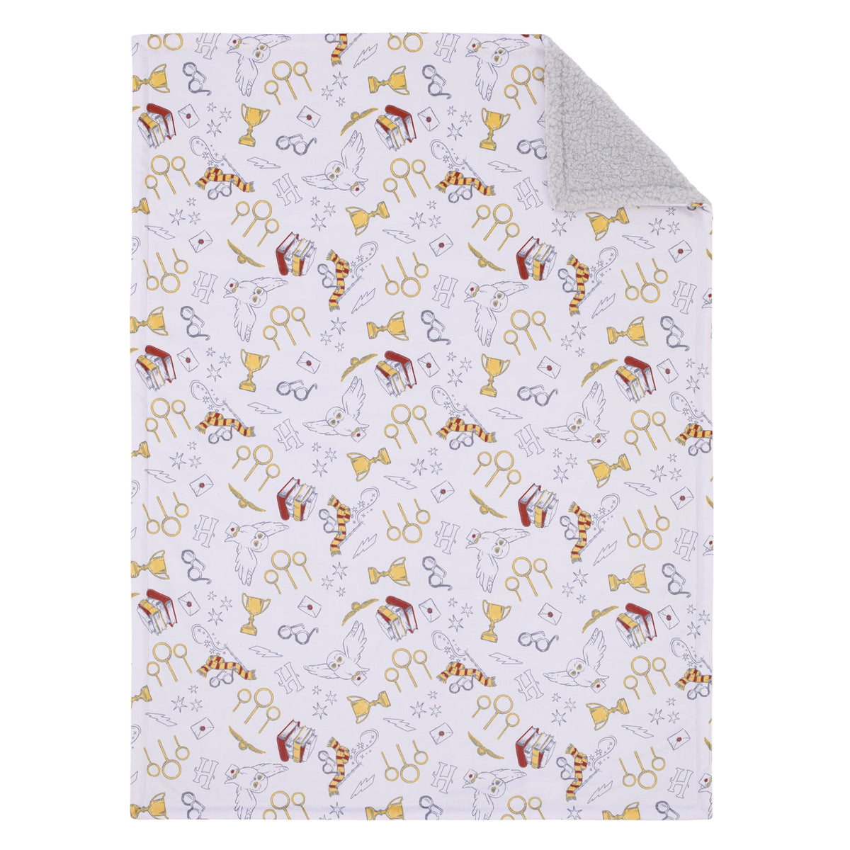 Harry Potter White, Gold, and Red Sherpa Baby Blanket