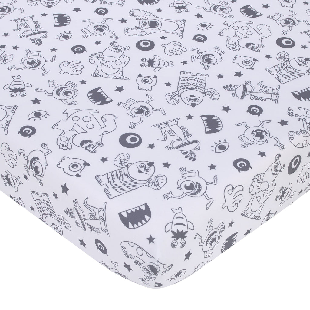 Disney Monsters, Inc. Cutest Little Monster Turquoise, Green, Purple, and Gray, Sully, Mike, and Randall 3 Piece Nursery Crib Bedding Set - Comforter, Fitted Crib Sheet, and Crib Skirt
