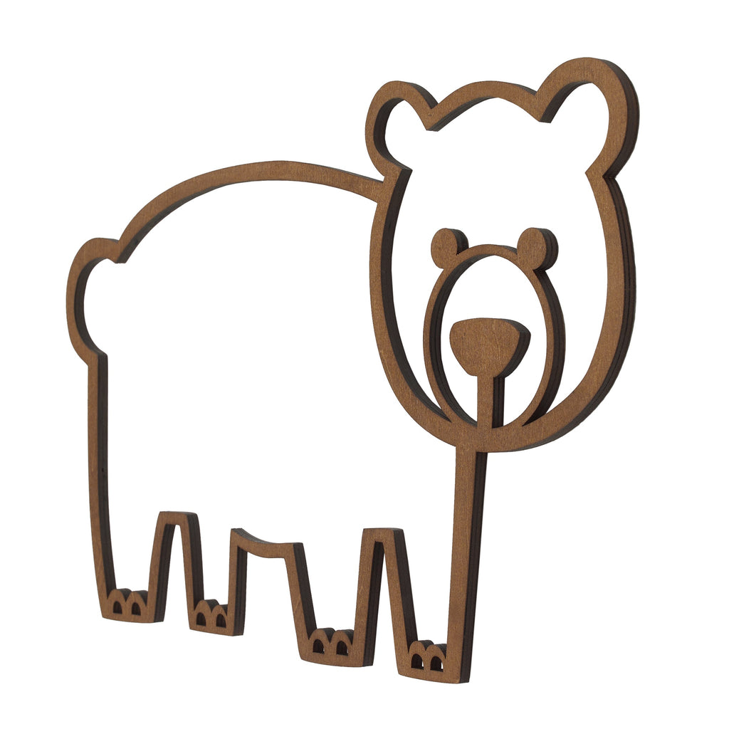 Bear Shaped Textured Wood Tone Wall DÃ©cor