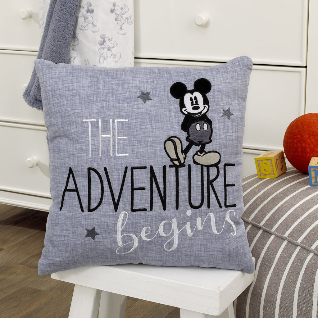 Mickey Mouse - Call Me Mickey Blue and White The Adventure Begins Decorative Throw Pillow