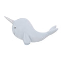 Light Blue Whimsical Narwhal Shaped Decorative Pillow with 3D Silver Metallic Horn