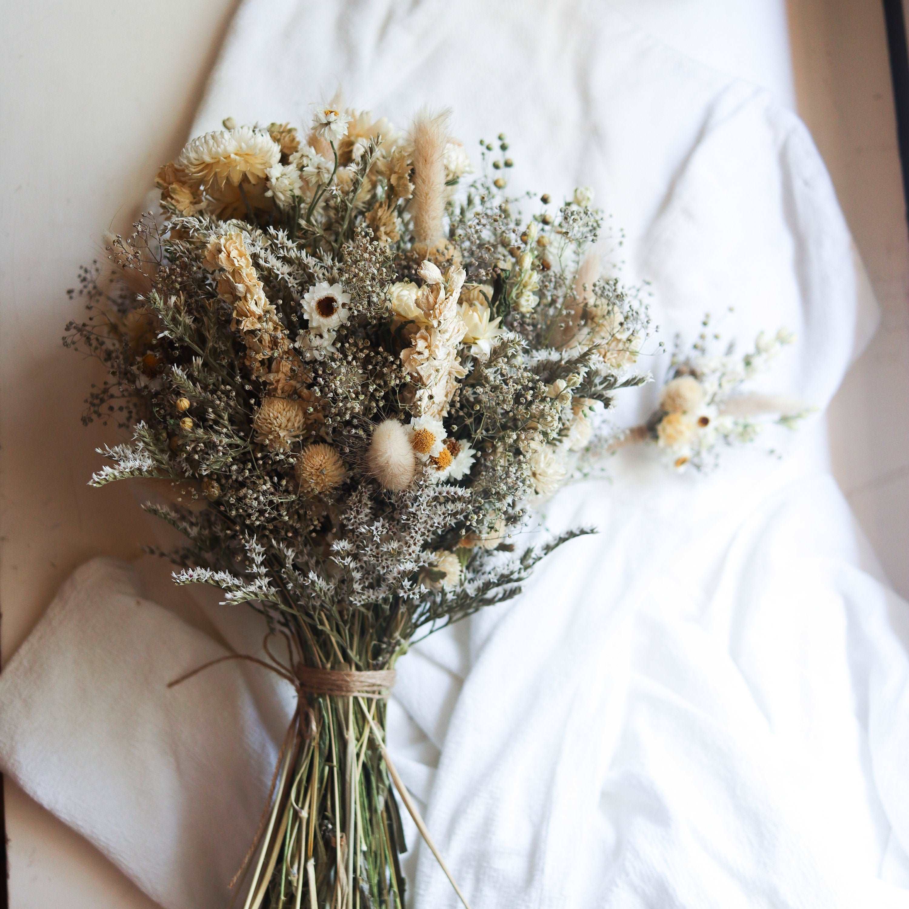 Blush Strawflower Dried Flowers Bouquet