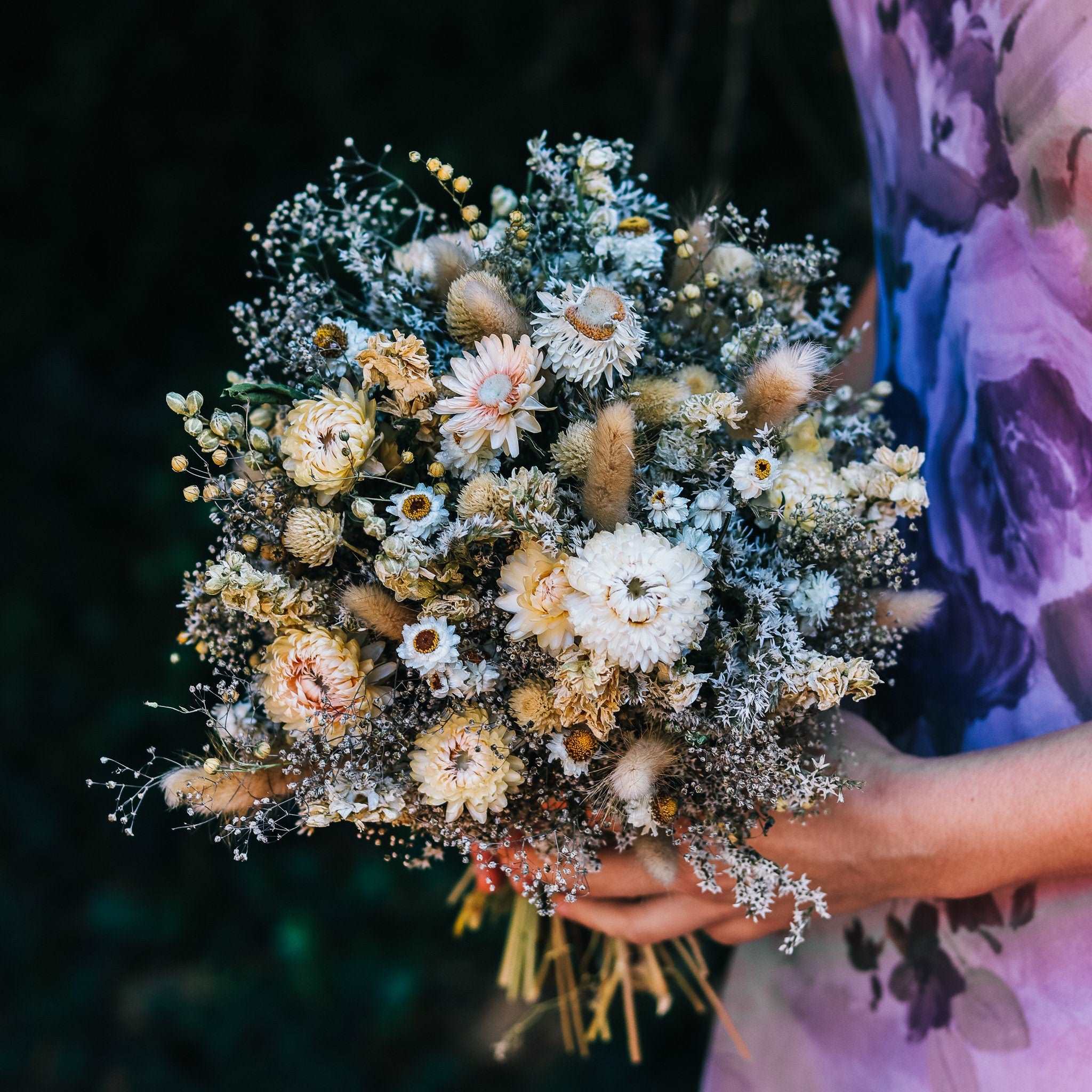 Blush Strawflower Dried Flowers Bouquet