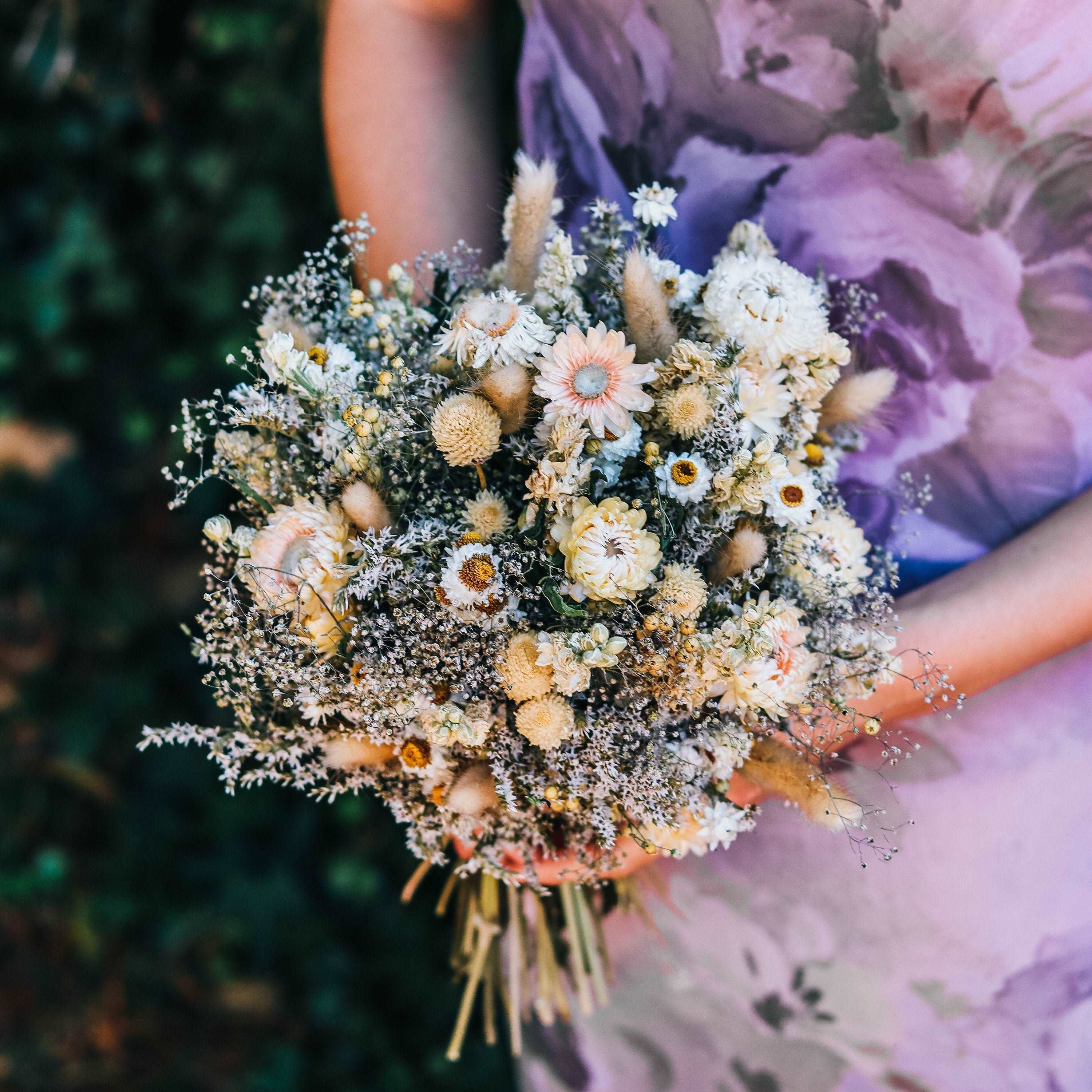 Blush Strawflower Dried Flowers Bouquet