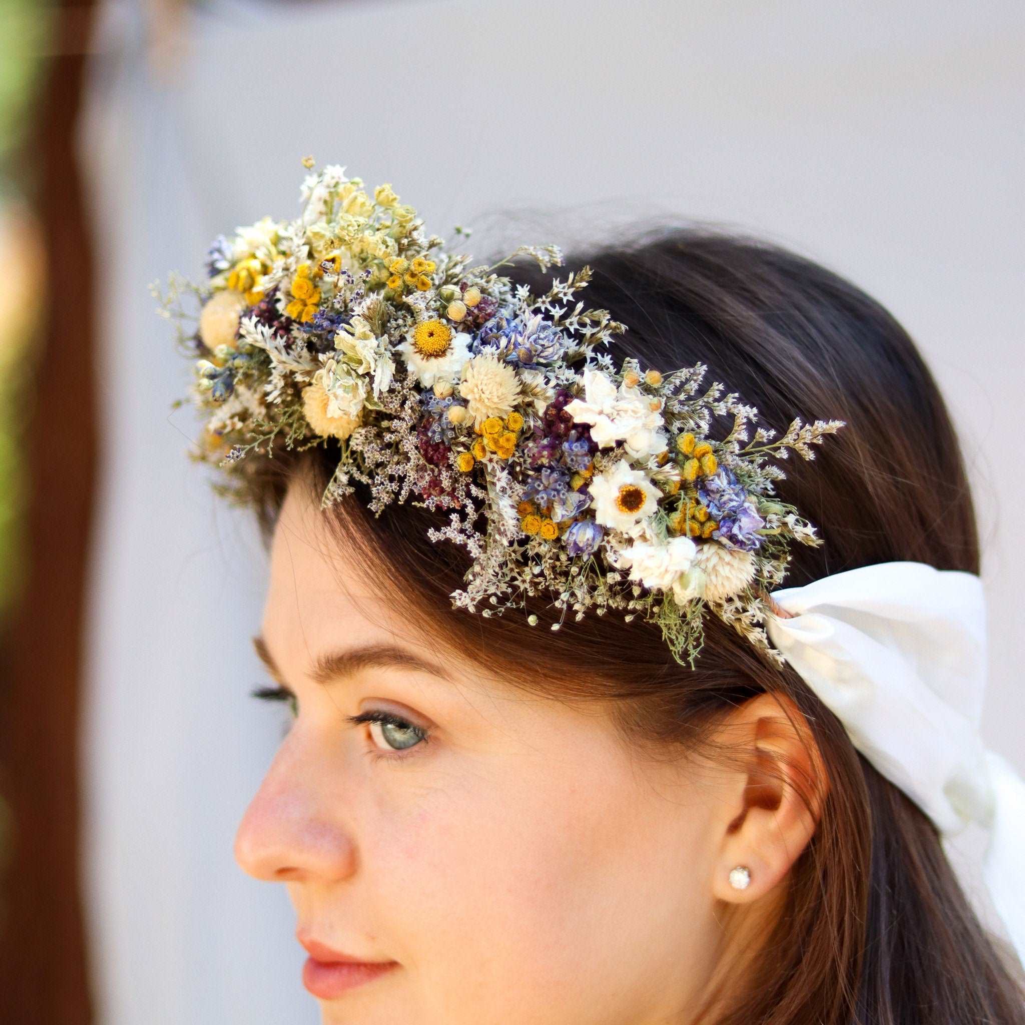 Dried Flower Bouquet with Eucalyptus, Yarrow and Lavender Dried Bridal bouquet