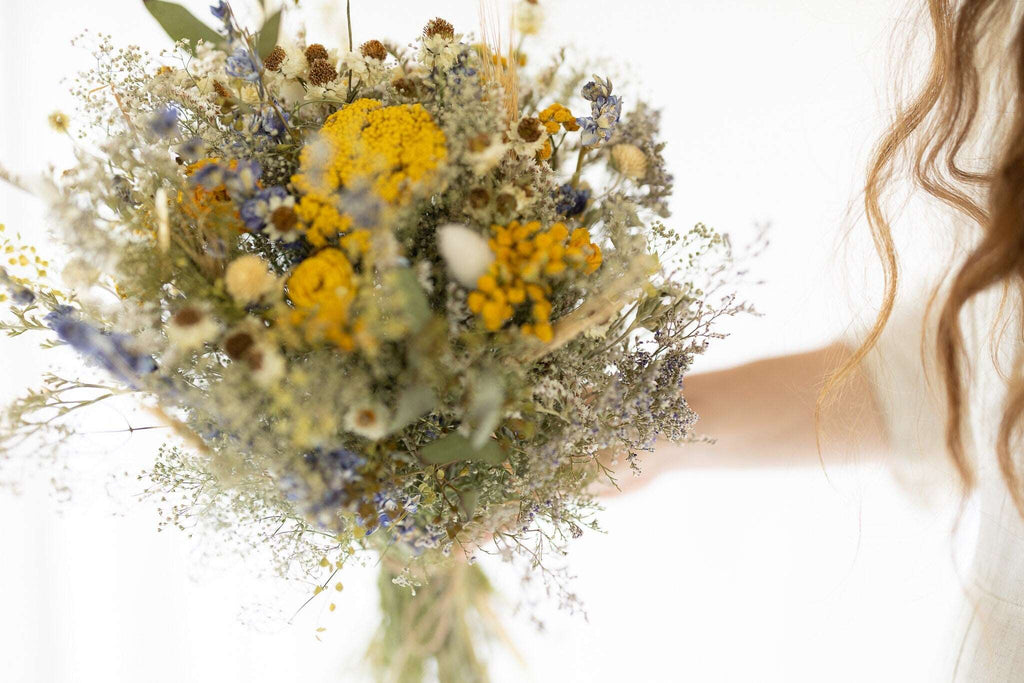 Dried Flower Bouquet with Eucalyptus, Yarrow and Lavender Dried Bridal bouquet