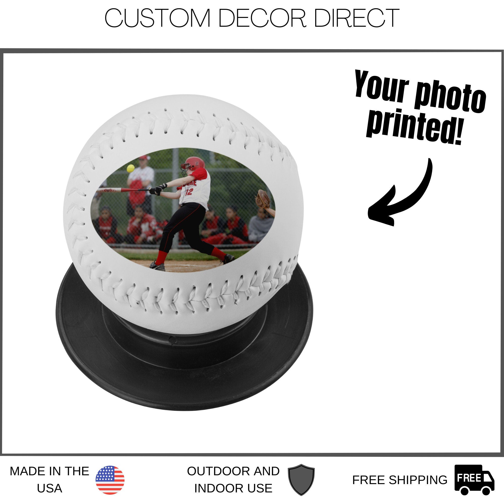 Custom Softball, Personalized Softball, Softball Picture, Player Sport Gift, Softball lover, Coach Gift, Photo Player name, Softball custom