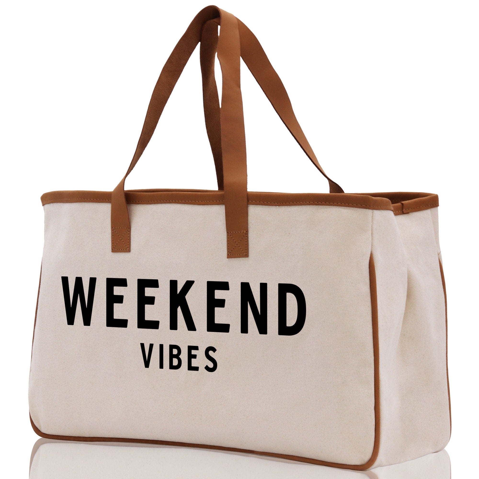 Weekend Vibes Beach Tote Bag - Large Chic Tote Bag - Gift for Her - Girls Weekend Tote - Weekender Bag - Weekend Tote - Weekend Vibes Bag