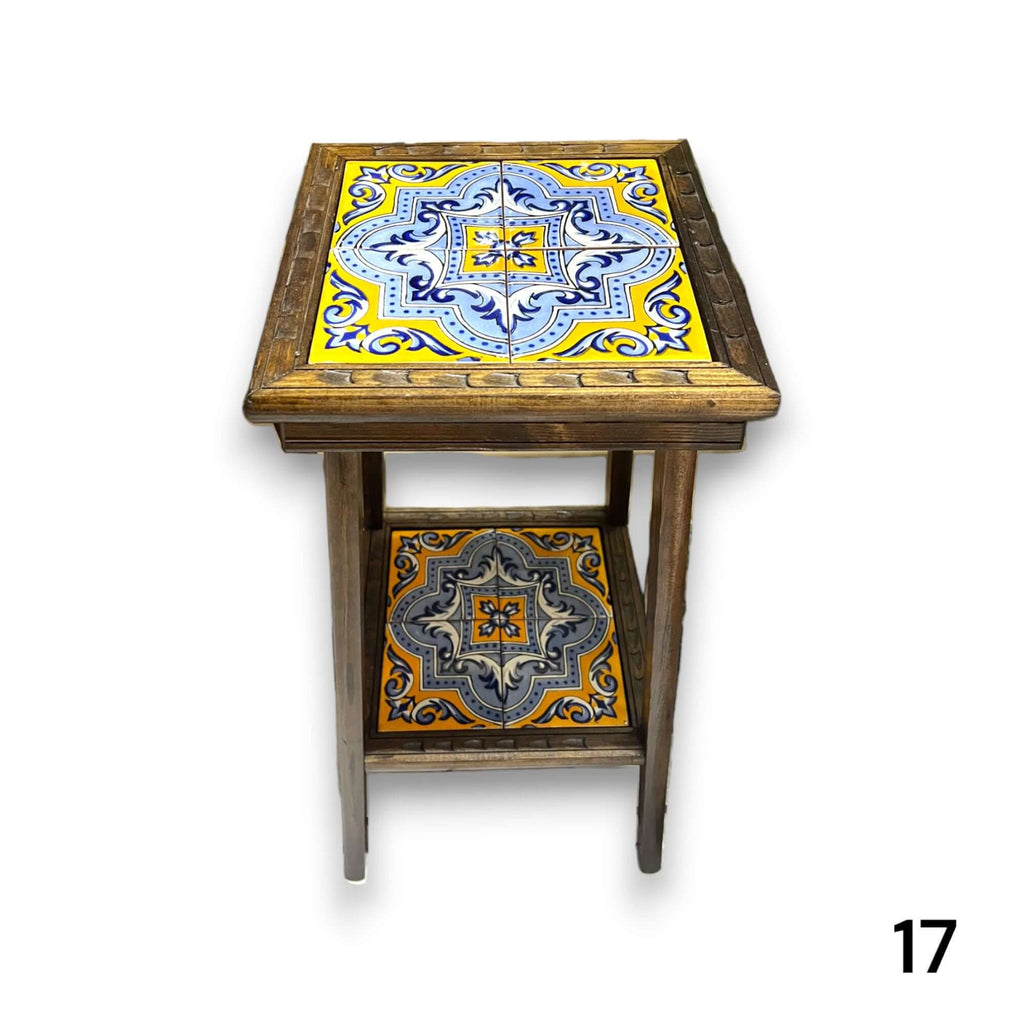Square Talavera Tile End Table | Handmade Mexican Wood Accent Table