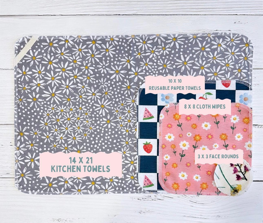 Reusable Paper Towels--Mustard Birds of a Feather