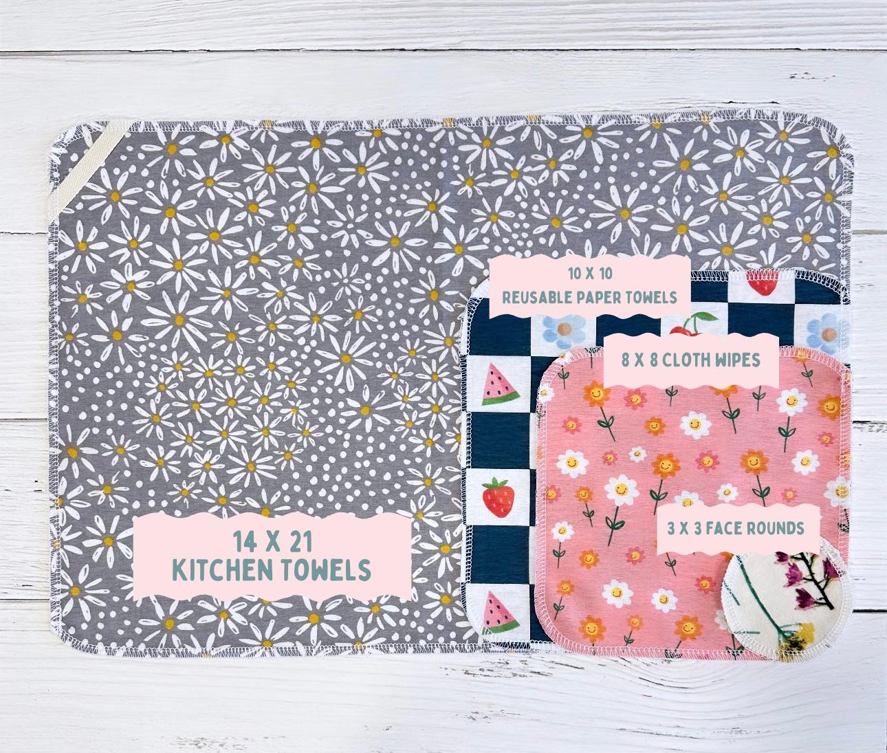 Reusable Paper Towels--Sage Green Gingham