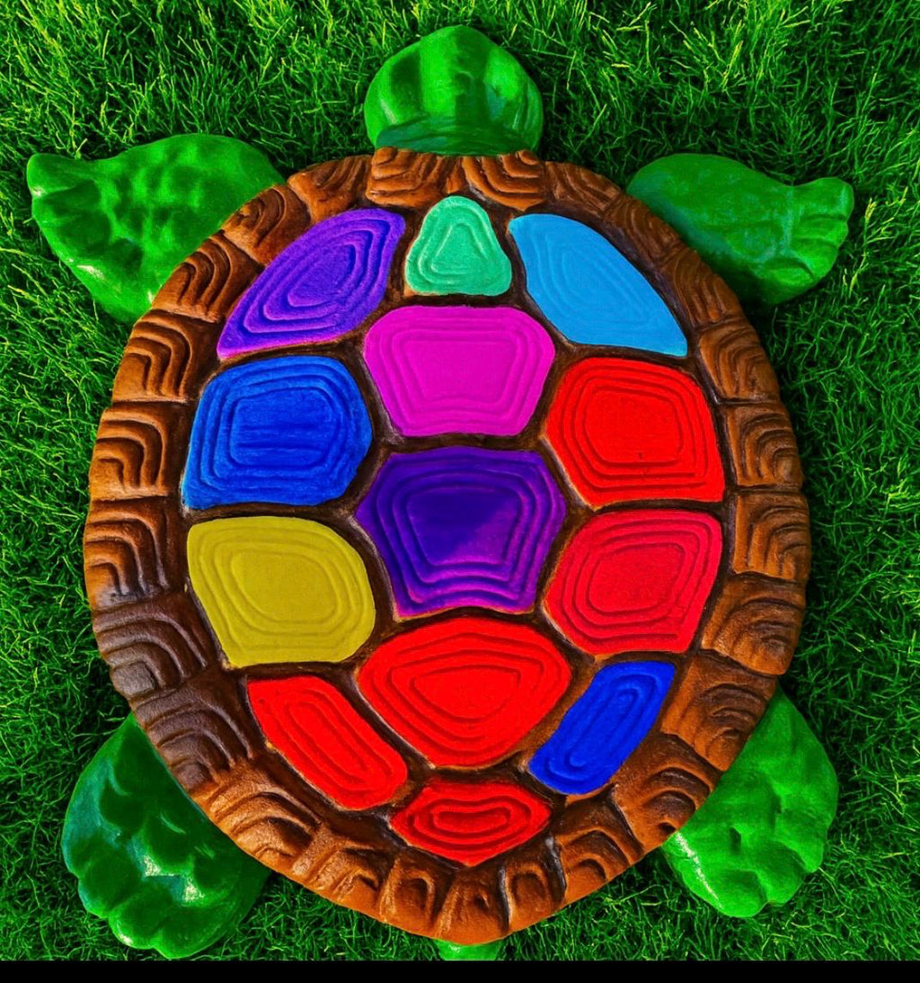 2x Bundle Garden Turtle Stepping Stones Garden Pathway Stepping Stone Outdoor Yard Decoration Cement Paver Lawn and Patio Ornament Bundle