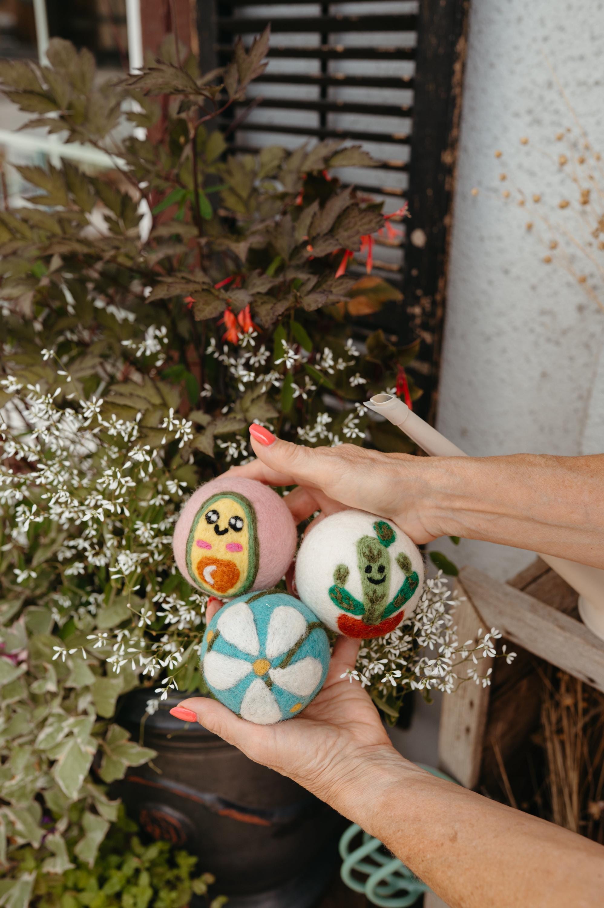 Organic Wool Dryer Balls--Florals