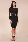 Black Sheer Sleeve Bandage Dress