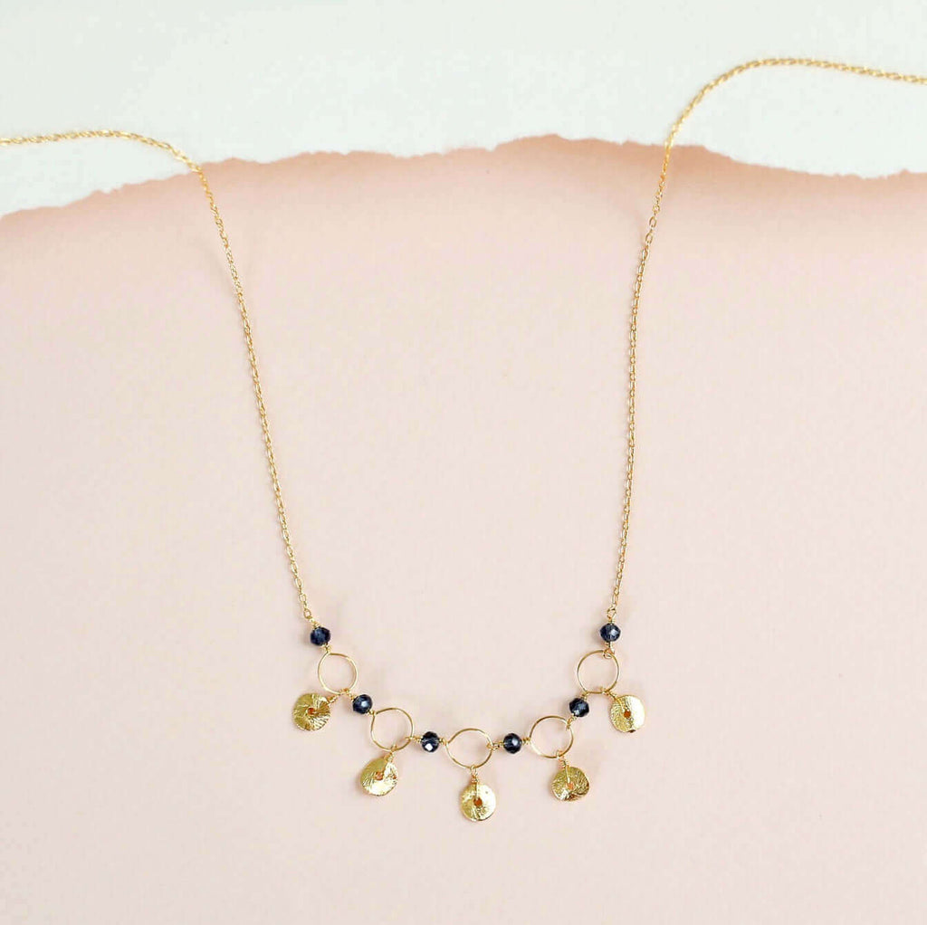 Black Spinel Mini Chain Loop Necklace