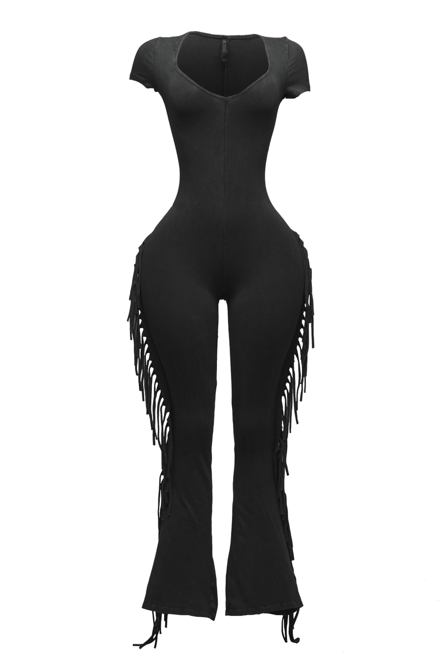 Mineral Washed Fringe Jumpsuit
