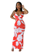 V-Neck Tropical Maxi Dress