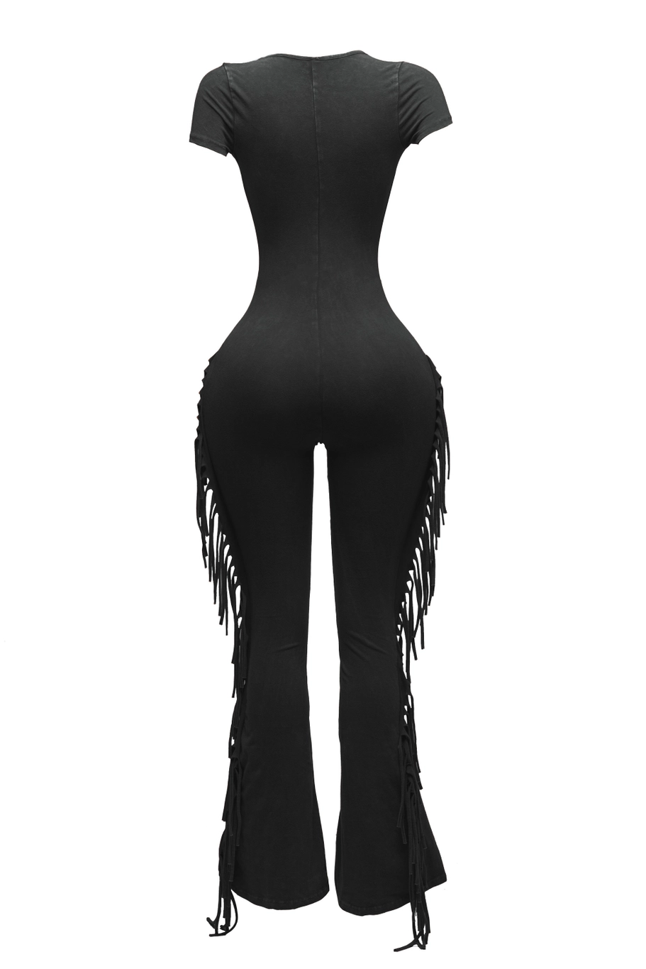 Mineral Washed Fringe Jumpsuit