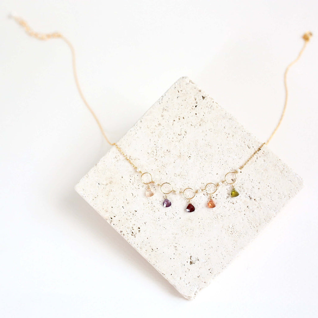 Black Spinel Gemstone Mini Sparkler Necklace