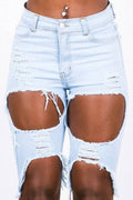 Light Blue Distressed Bermuda Shorts